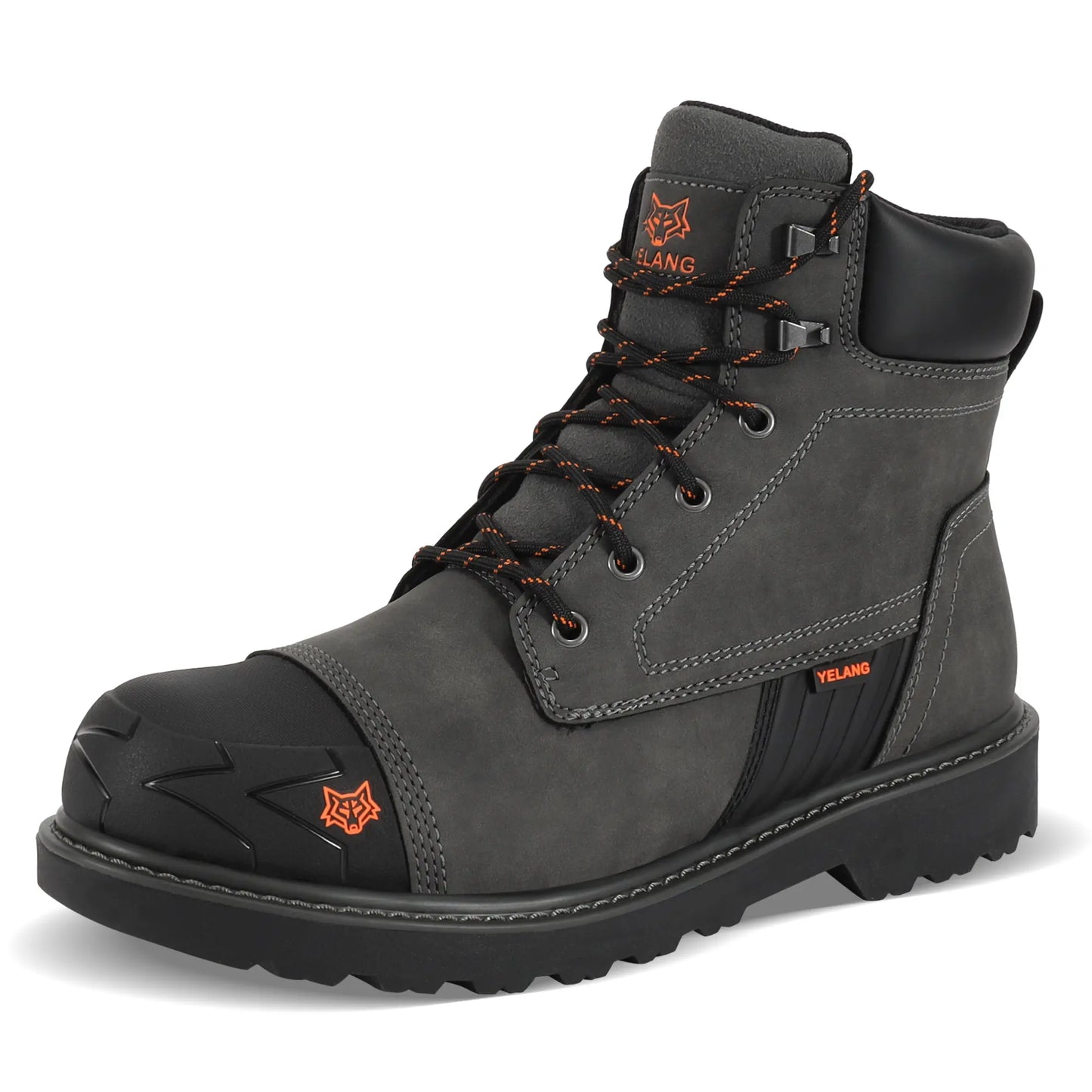 Waterproof Steel Toe Boots for Men-6" Leather Work Boots Indestructible Construction Boots Slip Resistant Safety Boots