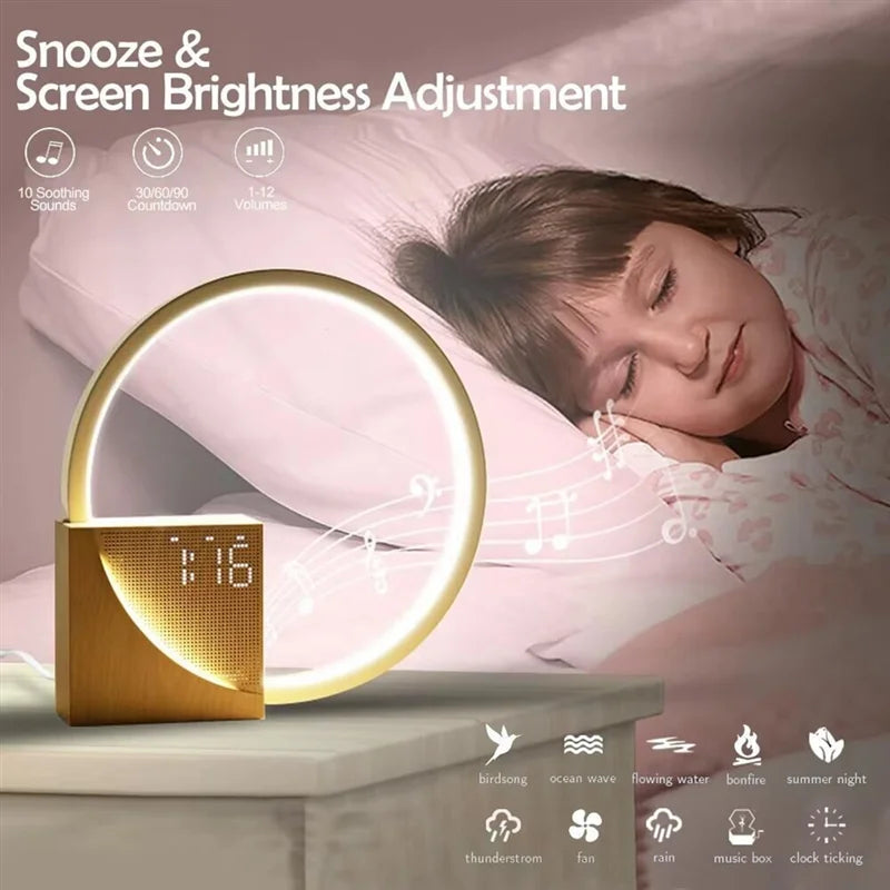 Hot Selling-Wake up Night Light with Alarm Clock for Bedroom 3 Level Dimmable Touch Table Lamp with White Noise for Kids,Wake Up