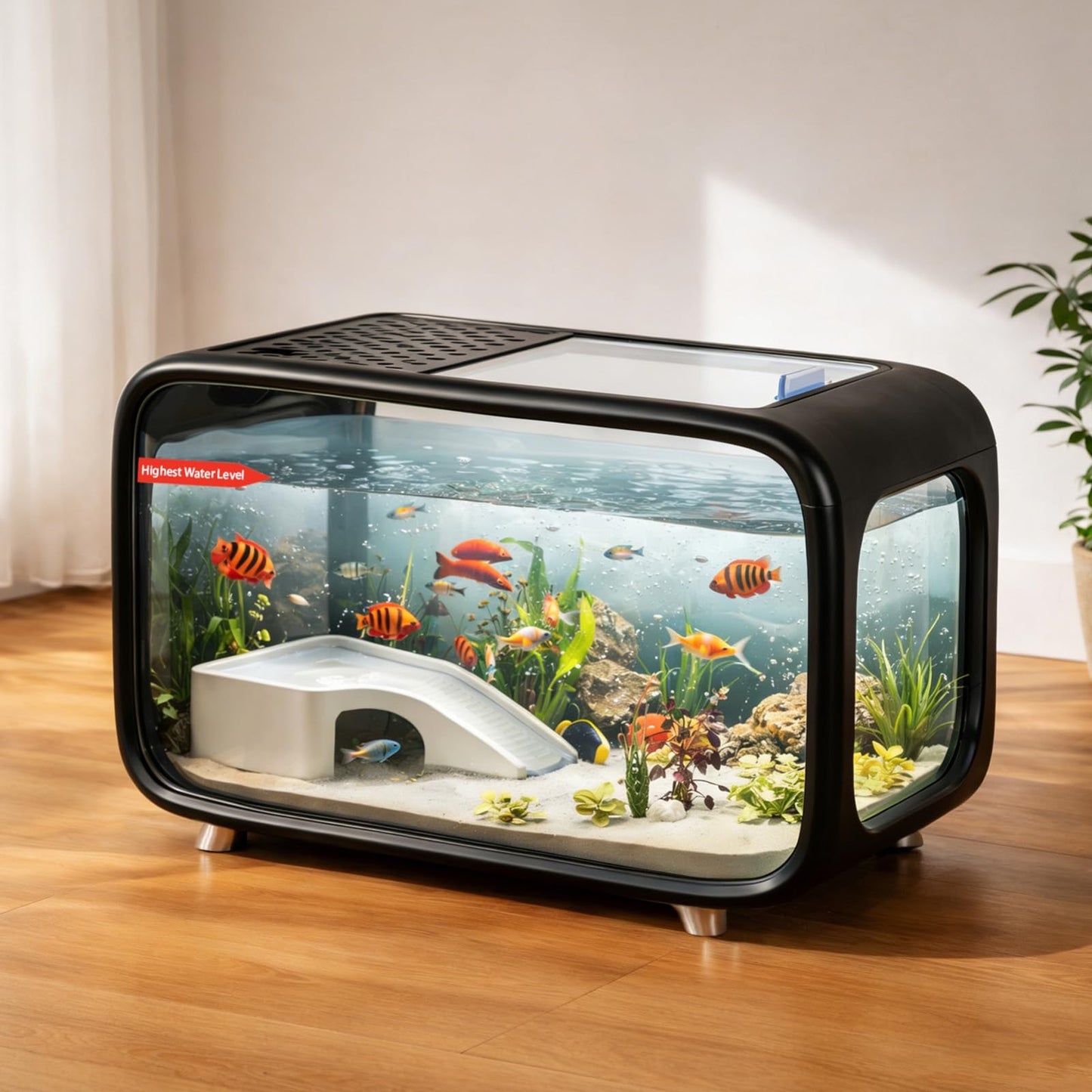 Compact Betta Fish Tank Kit Clear Desktop Aquarium With Ecological Cycle System
