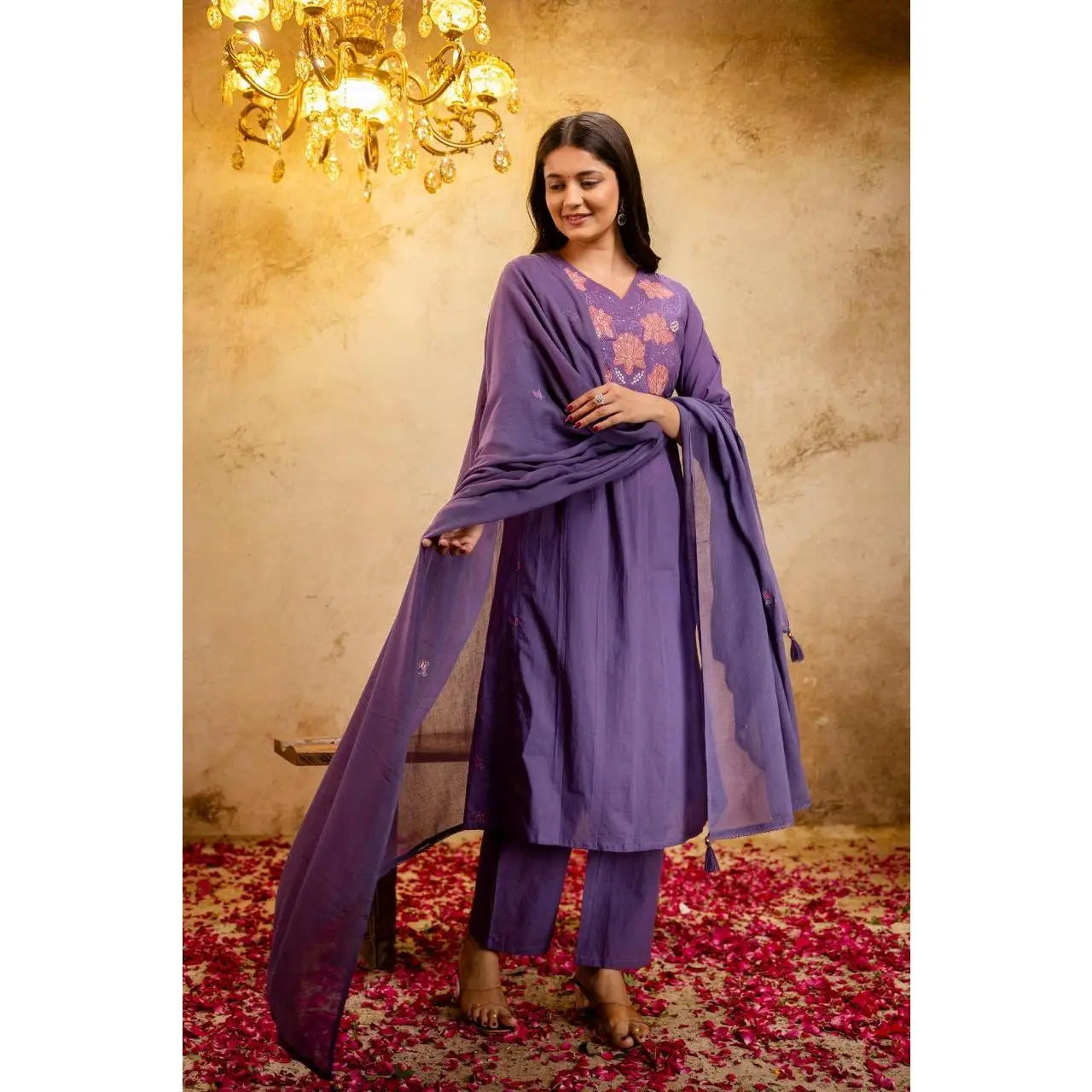 Indian Ethnic Lavender Embroidered Salwar Suit