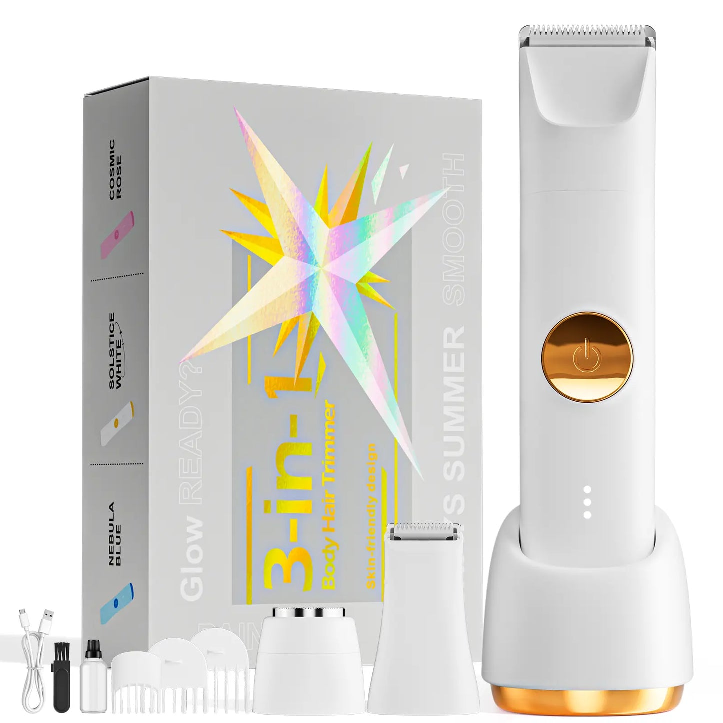 3-In-1 Women'S Electric Shaver & Bikini Trimmer | Painless Wet/Dry Hair Removal, IPX6 Waterproof, 120-Min Battery
