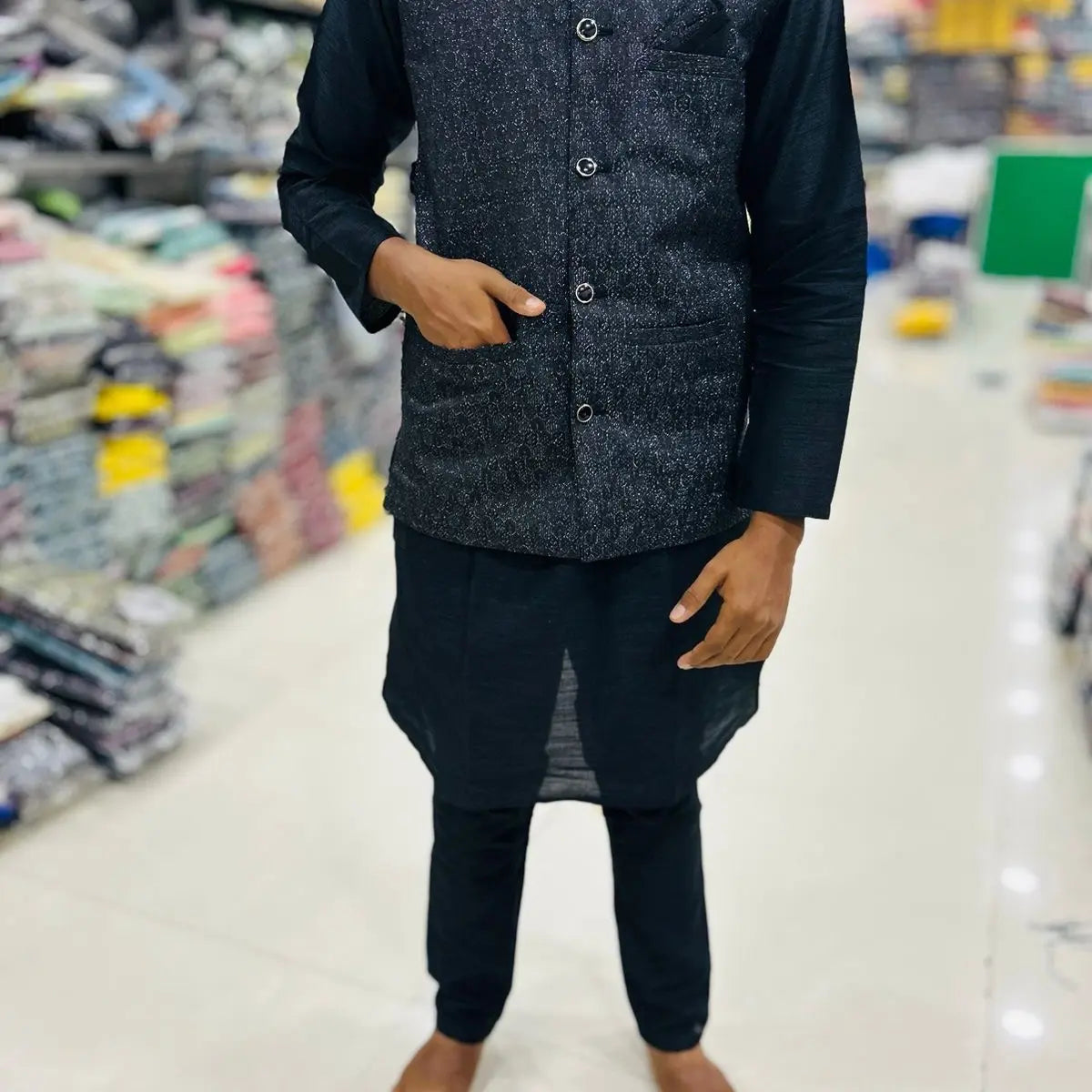 Mens Jacket Kurta Set