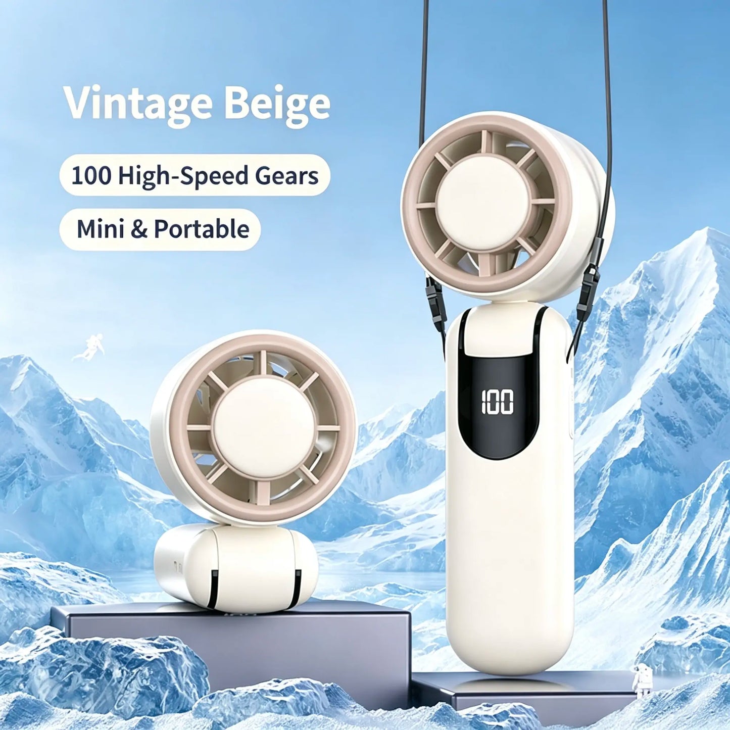 4-In-1 Portable Handheld Turbo Fan, 21,000 RPM Powerful Airflow, 12H Runtime, Digital Display, 120° Foldable Personal Mini Desk Fan for Travel, Home, and Office Summerwins