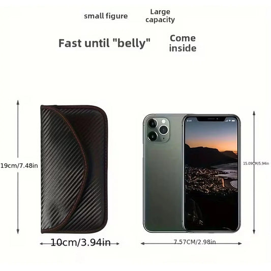 Faraday Bag for Key Fob & Cell Phone, 8.3X4.3In Compact Size Rfid Protection Special Shielding Signal Blocking Pouch, Durable Waterproof Design Anti-Theft Security Case, Carbon Fiber Material