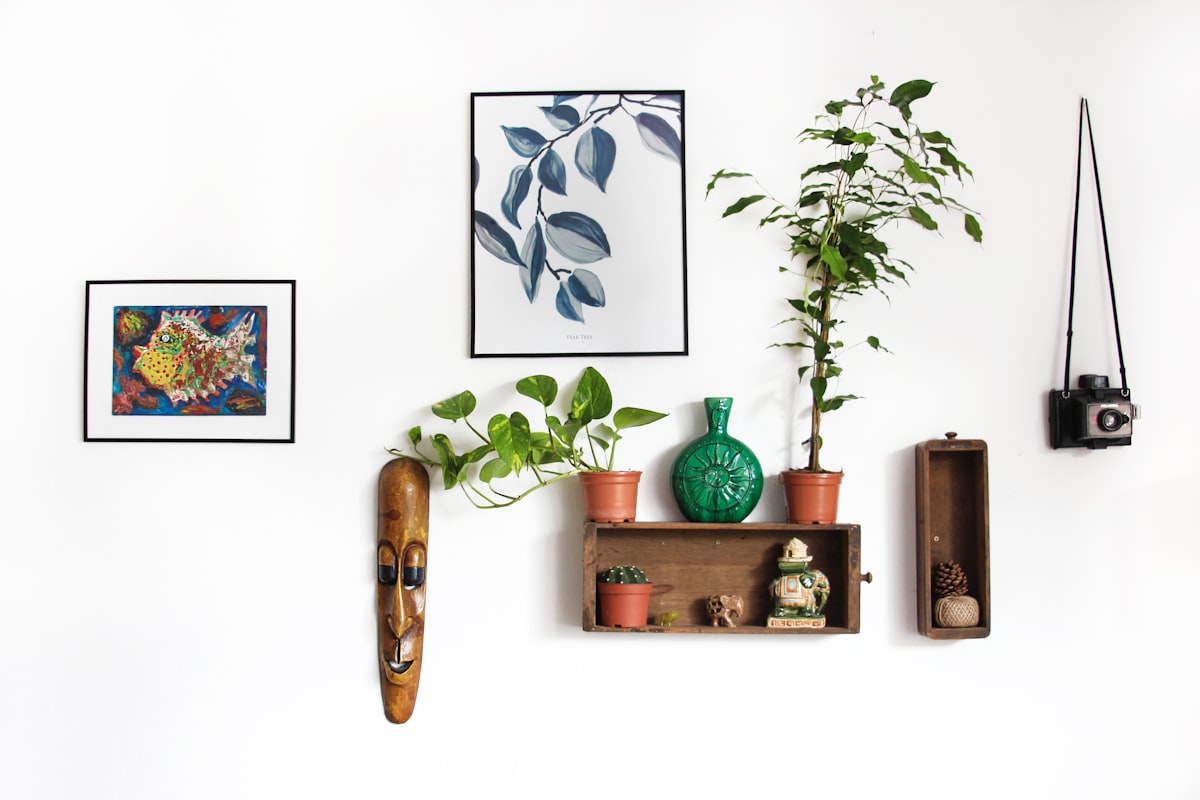 Assorted framed wall art decor