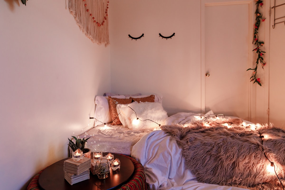 Dark, calm bedroom setting