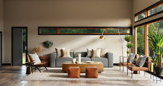 Minimalist living room with plant and decor