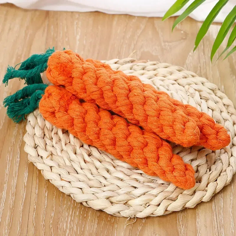 Carrot Shape Dog Chew Toys Cotton Rope Toys for Indoor Dogs Cat Toys Dog Accessories Pet Knot Toy for Dog and Cat Indoor Toys