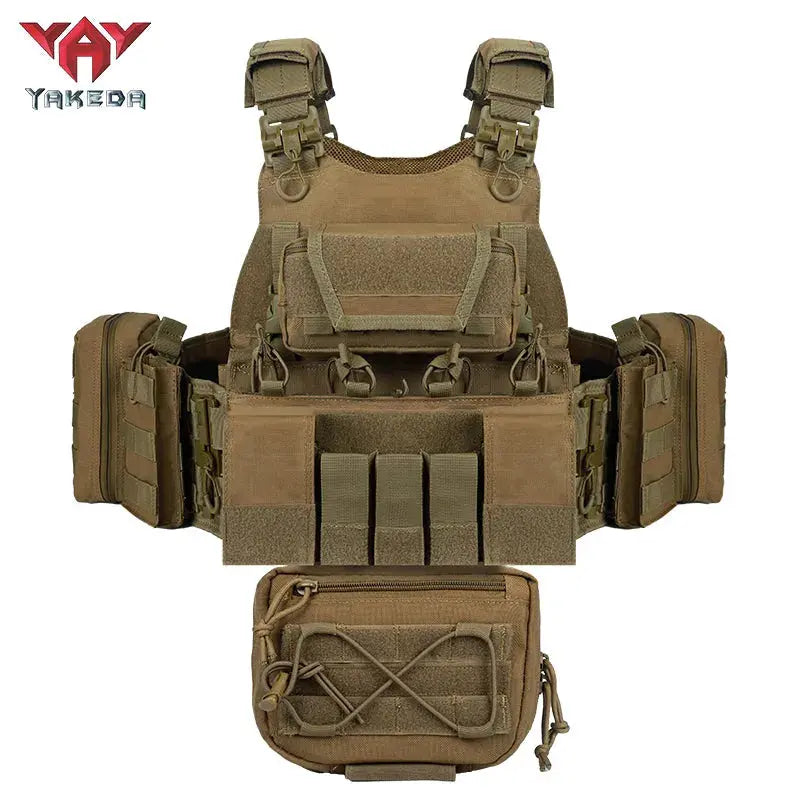 YAKEDA VT-8832TB Tactical Lightweight Tactical Chest Vest - Summer Outdoor Camouflage Equipment with Multiple Pockets, Multifunctional Protective Gear