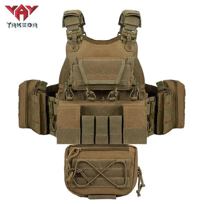 YAKEDA VT-8832TB Tactical Lightweight Tactical Chest Vest - Summer Outdoor Camouflage Equipment with Multiple Pockets, Multifunctional Protective Gear