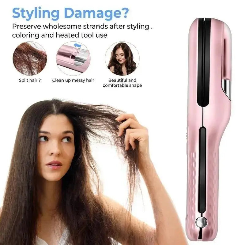 Cordless Split End Trimmer – Instantly Revive Dry, Frizzy, or Curly Hair without a Clumsy Trip to the Salon. This Pink Tool Gently Seals Split Ends at Home, Leaving Your Mane Healthier with Every Pass.