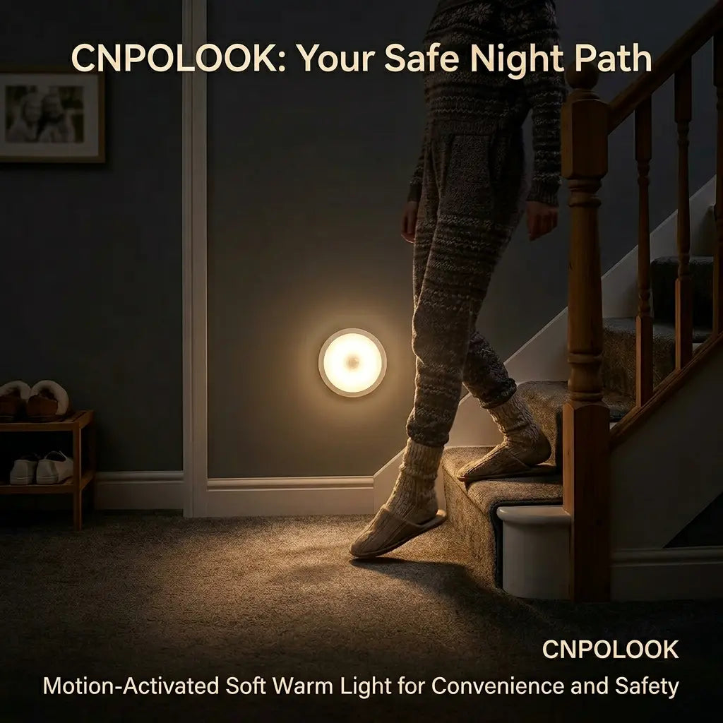 CNPOLOOK Rechargeable Motion Sensor Night Light, 4 Color Modes (Warm White/White/Red/Blue), Dimmable, USB‑C, Magnetic Stick on Light, 120° PIR, 26 Ft Range, OFF/AUTO/ON, Closet Bathroom Hallway Bedside (1 Pack)