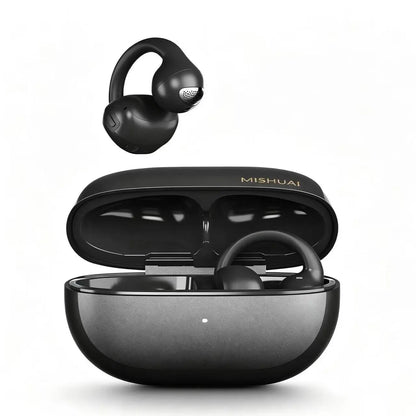 MISHUAI Open-Ear Headphones Bluetooth 6.0, USB-C Charging Box, Long Battery Life, Automatic Intelligent Matching, Compatible with All Systems, Touch Control, Sweat-Proof, Suitable for Running, Exercising, Driving, and Driving