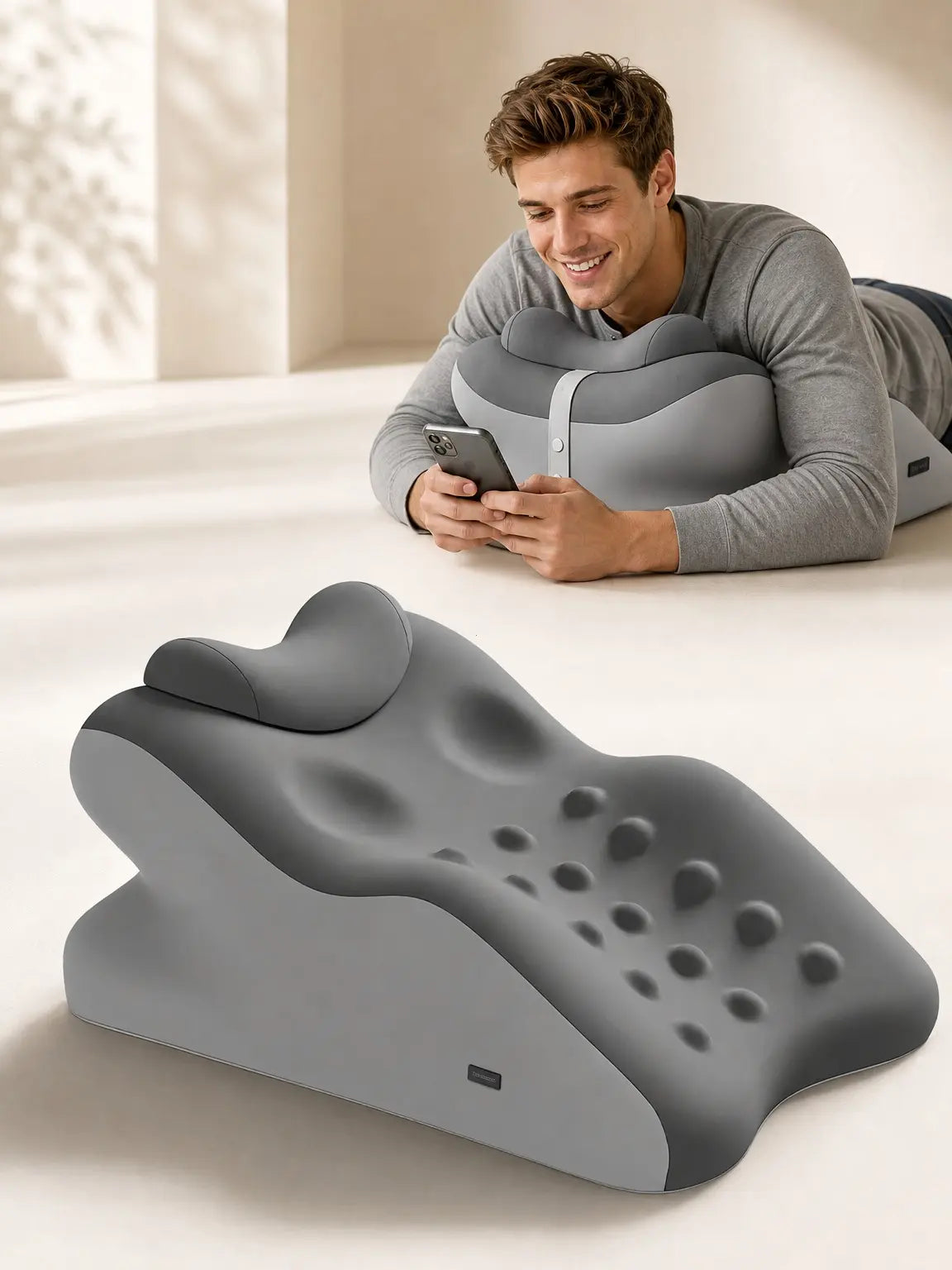 Ergonomic Cooling Fabric Reading Pillow - Premium Memory Foam Supportive Head Cushion for Phone Scrolling, Relaxing
