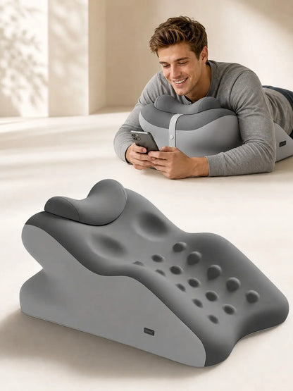 Ergonomic Cooling Fabric Reading Pillow - Premium Memory Foam Supportive Head Cushion for Phone Scrolling, Relaxing