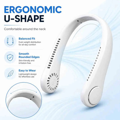 Hands-Free Neck Fan – Portable Wearable Cooling, Lightweight U-Shaped Design for Summer Travel, Outdoor Activities, Office, Commuting & Everyday Comfort