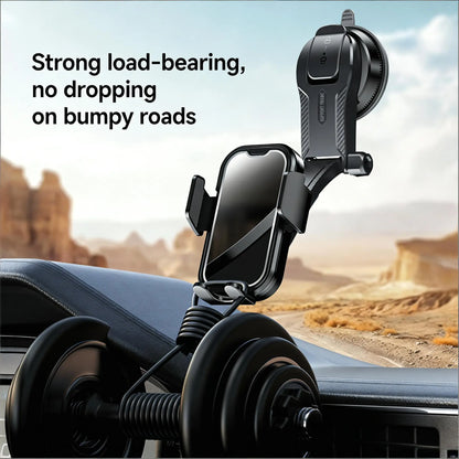 Black Tech Vacuum Car Phone Holder Cell Phone Mount for Dashboard Windshield Vent Wall Truck Cradle Stand for Iphone 17 Pro Max 16 15 14 13 Android with 999X Vacuum Suction