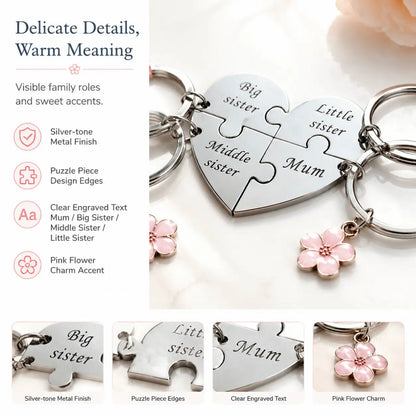 Mother Daughter Keychain for 4 – Mom & Three Sisters (Big, Middle, Little) – Thoughtful Gift for Mother’S Day, Birthday, or Any Occasion
