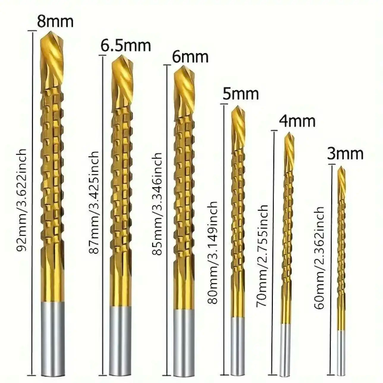 6Counts Metalworking Ldeal for Drilling,Titanium-Plated High Speed Steel Drill Bits Set For,Screwing,Boring,Carving,Cutting & Polishing-12