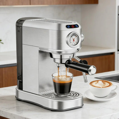 20 Bar Espresso Machine for Home, Semi-Automatic Coffee Maker with Milk Frother Steam Wand, 1450W Motor, 34Oz Water Tank for Latte, Cappuccino, Iced Coffee & Summervibes