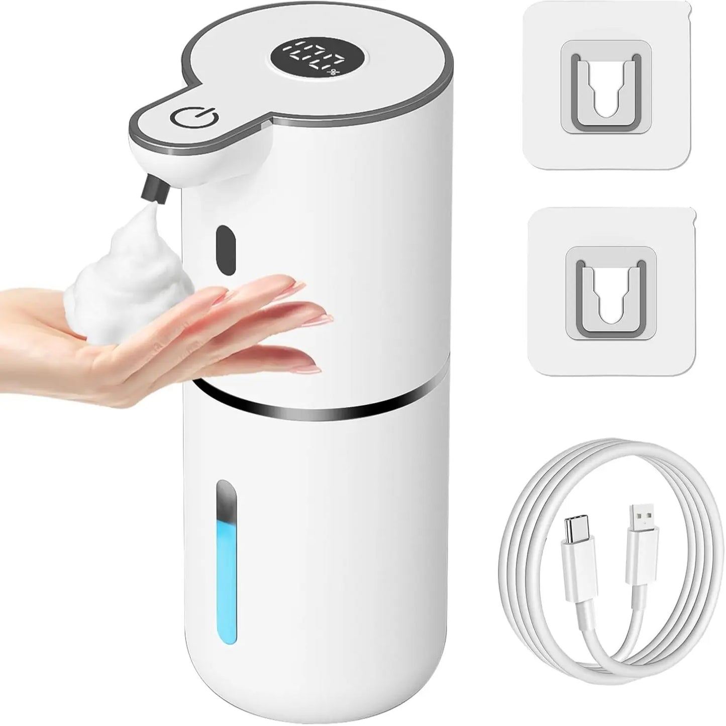 Automatic Foaming Soap Dispenser Touchless, USB Rechargeable Smart Hand Soap Dispenser, 6-Level Adjustable Foam Dispenser, 12.8Oz/380Ml Soap Dispenser, Compatible with Thick & Thin Dish Soap, Auto Soap Dispenser for Bathroom, Kitchen, Sink, Black