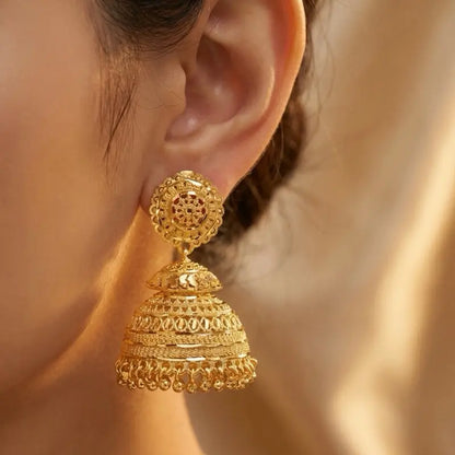 Jhumka Earrings Indian Design Gold Plated Traditional Jewelry for Women Accessory