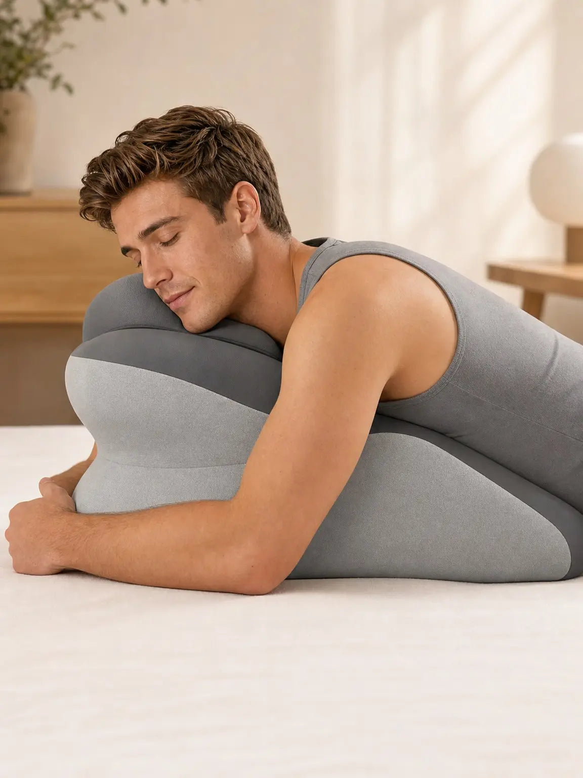 Ergonomic Cooling Fabric Reading Pillow - Premium Memory Foam Supportive Head Cushion for Phone Scrolling, Relaxing