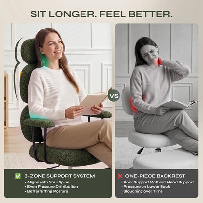 Pinmoco Modern High-Back Ergonomic Office Criss Cross Chair - with Armrests, Dual-Layer Soft Fabric Seat, 360° Swivel, Adjustable Seat Height, for ADHD & Stress Relief, Self-Assembly Required, Ergonomic Office Chair