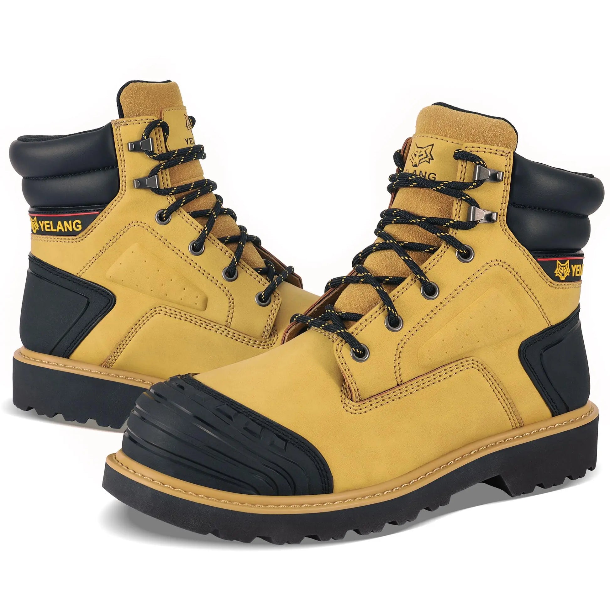 Waterproof Steel Toe Boots for Men-6" Leather Work Boots Indestructible Construction Boots Slip Resistant Safety Boots