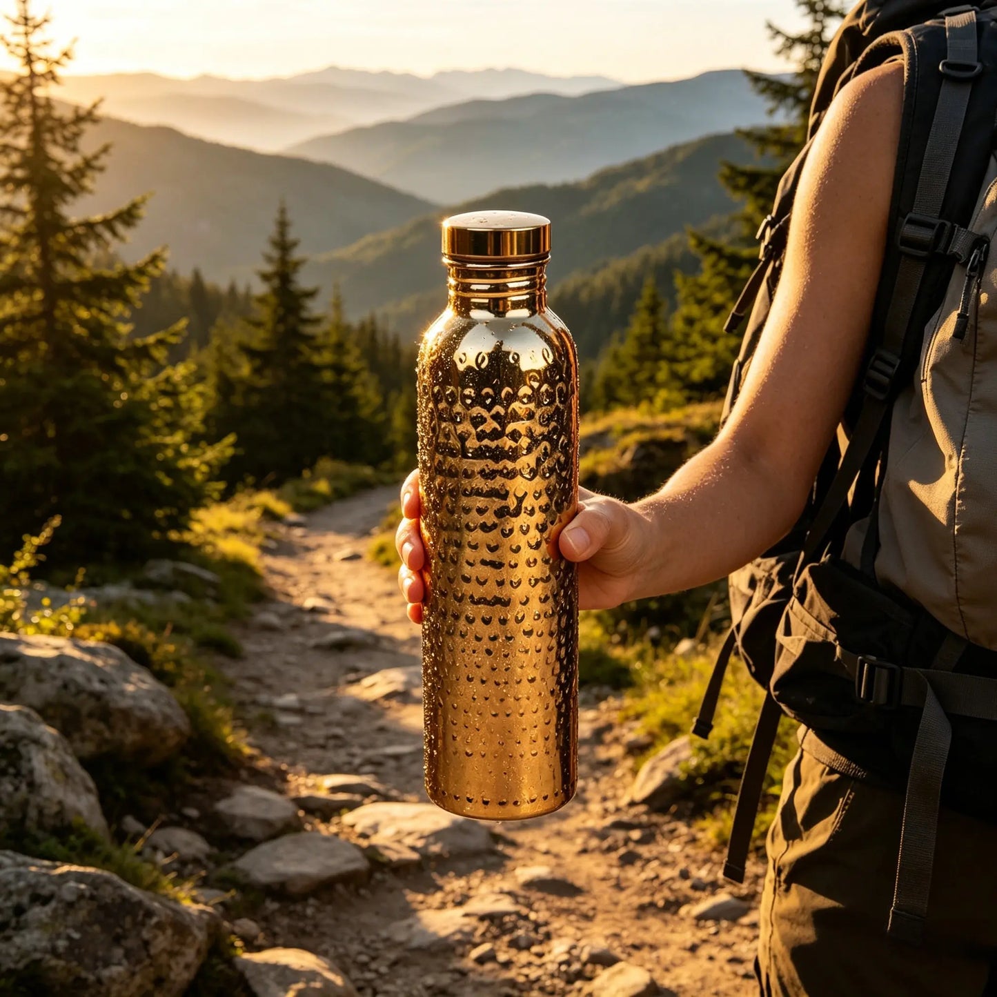 Copper Water Bottle Drinking Hammer, Handmade Stainless Steel Travel Cup, Hiking Water Bottle, Sports Bottle, 27 Ounces, Durable and Portable Design, Perfect for On-The-Go Use