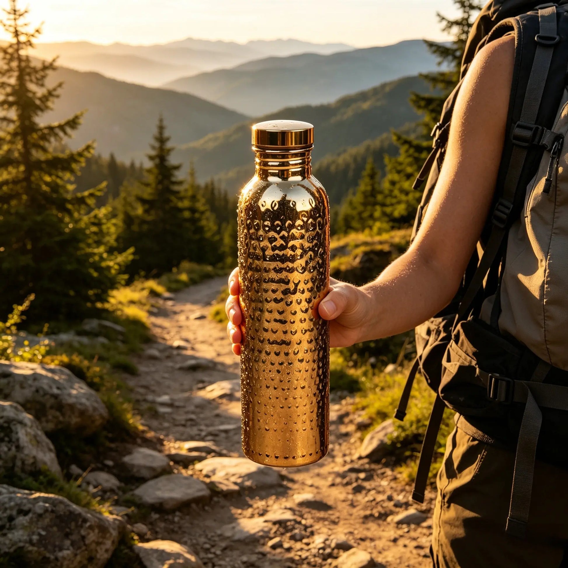 Copper Water Bottle Drinking Hammer, Handmade Stainless Steel Travel Cup, Hiking Water Bottle, Sports Bottle, 27 Ounces, Durable and Portable Design, Perfect for On-The-Go Use