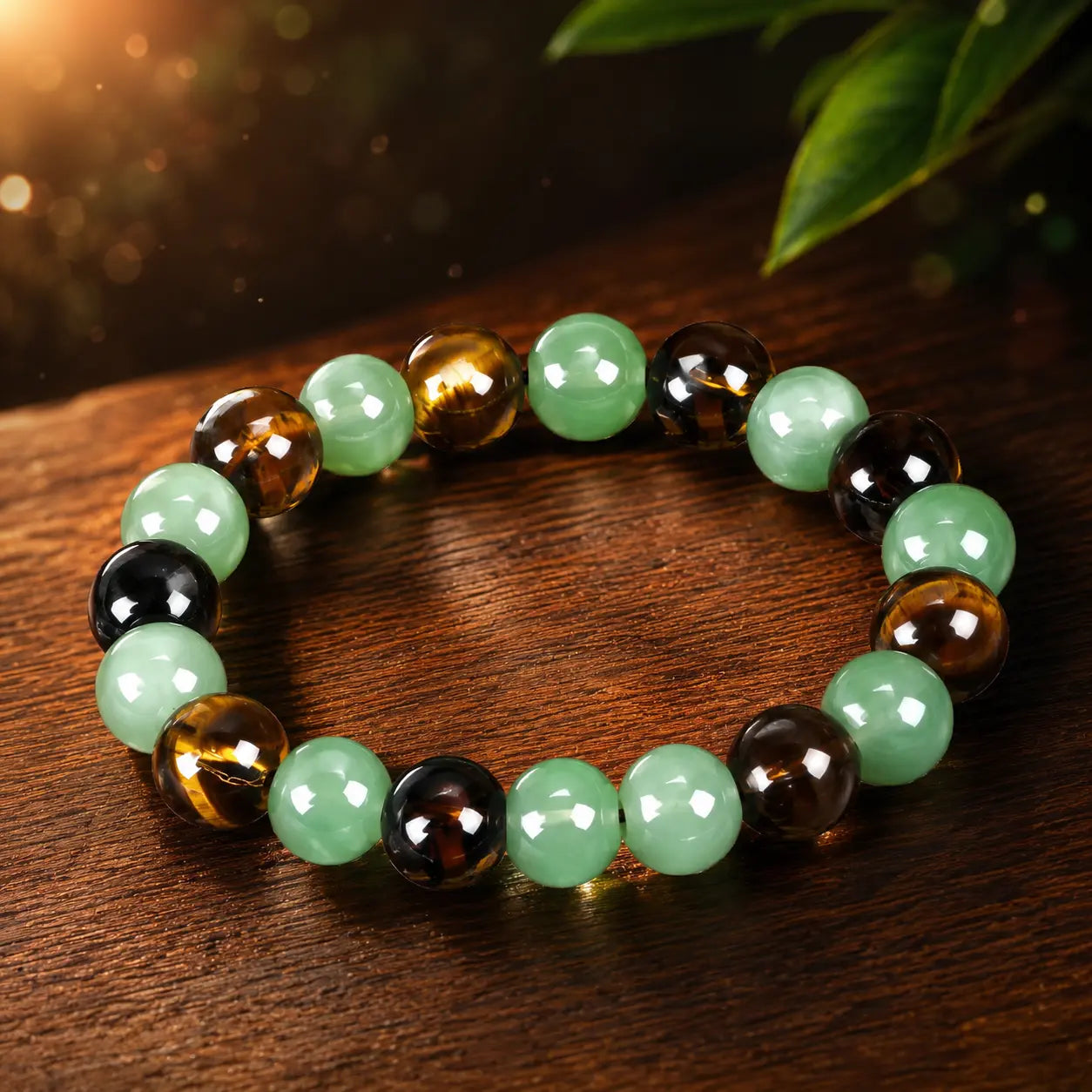 1Pc Arpurraina Money Attraction Bracelet with Green Aventurine & Tiger Eye Beaded Jewelry Protection Bracelet Encouragement Gift Fashion Artificial Bracelet of the Day Colorblock Beaded Crystal Bracelet ,Manifestation, Abundance, Good Fortune, Success