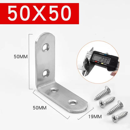 Stainless Steel 90 Degree Angle Bracket Corner Brackets Joint Bracket Fastener Furniture Door Cabinet Screens Wall with Screws