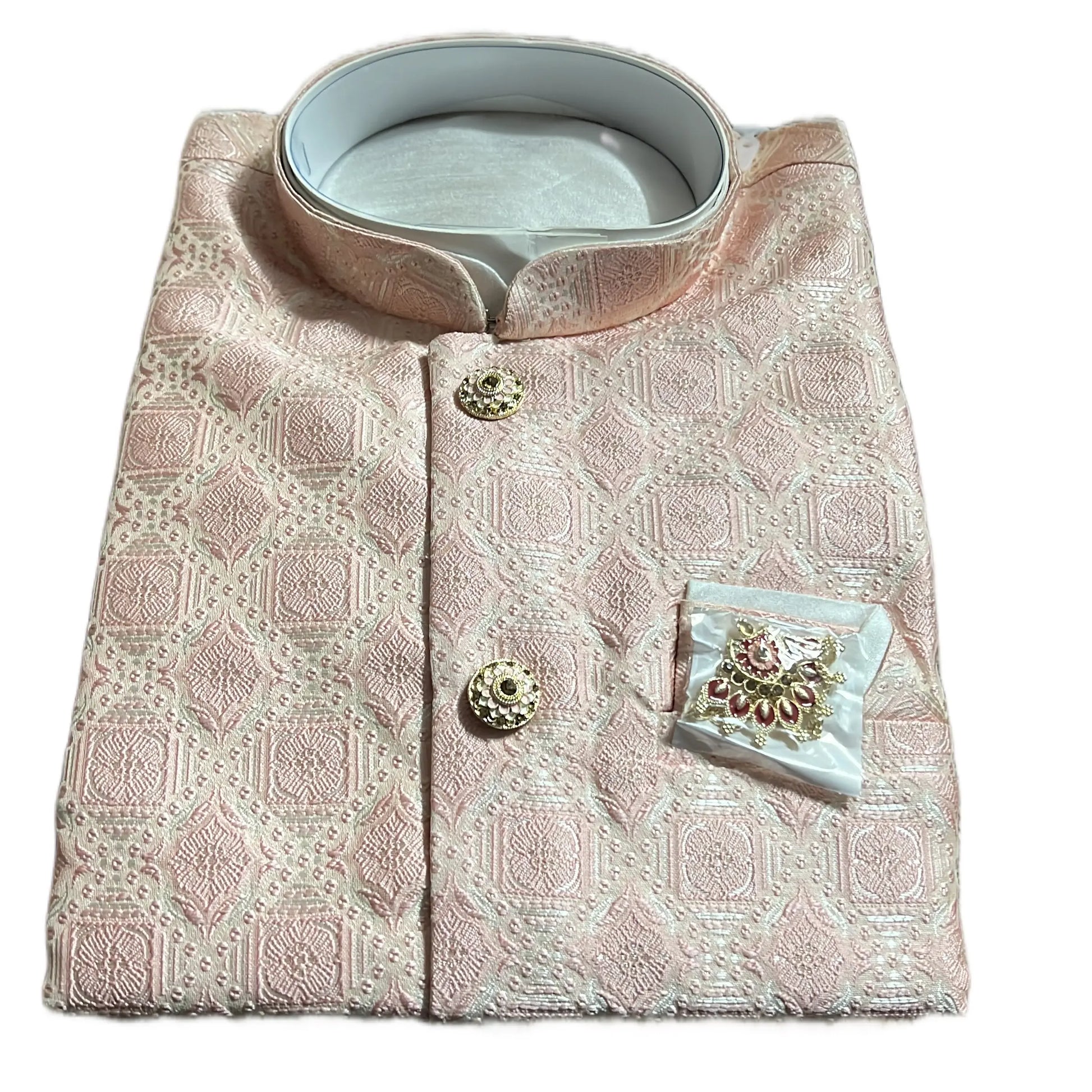 Mens Jacket Kurta with Brooch Pin