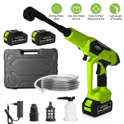 【Dealsforyou】Kepeak 1500PSI Cordless Pressure Washer, 21V Portable Electric Power Washer with 200W Motor, 13000Mah Battery, 6-In-1 Nozzle, Foam Cannon & 5M Hose, High-Pressure Cleaning Gun for Car,For Valentine’S Day Gift Summervibes