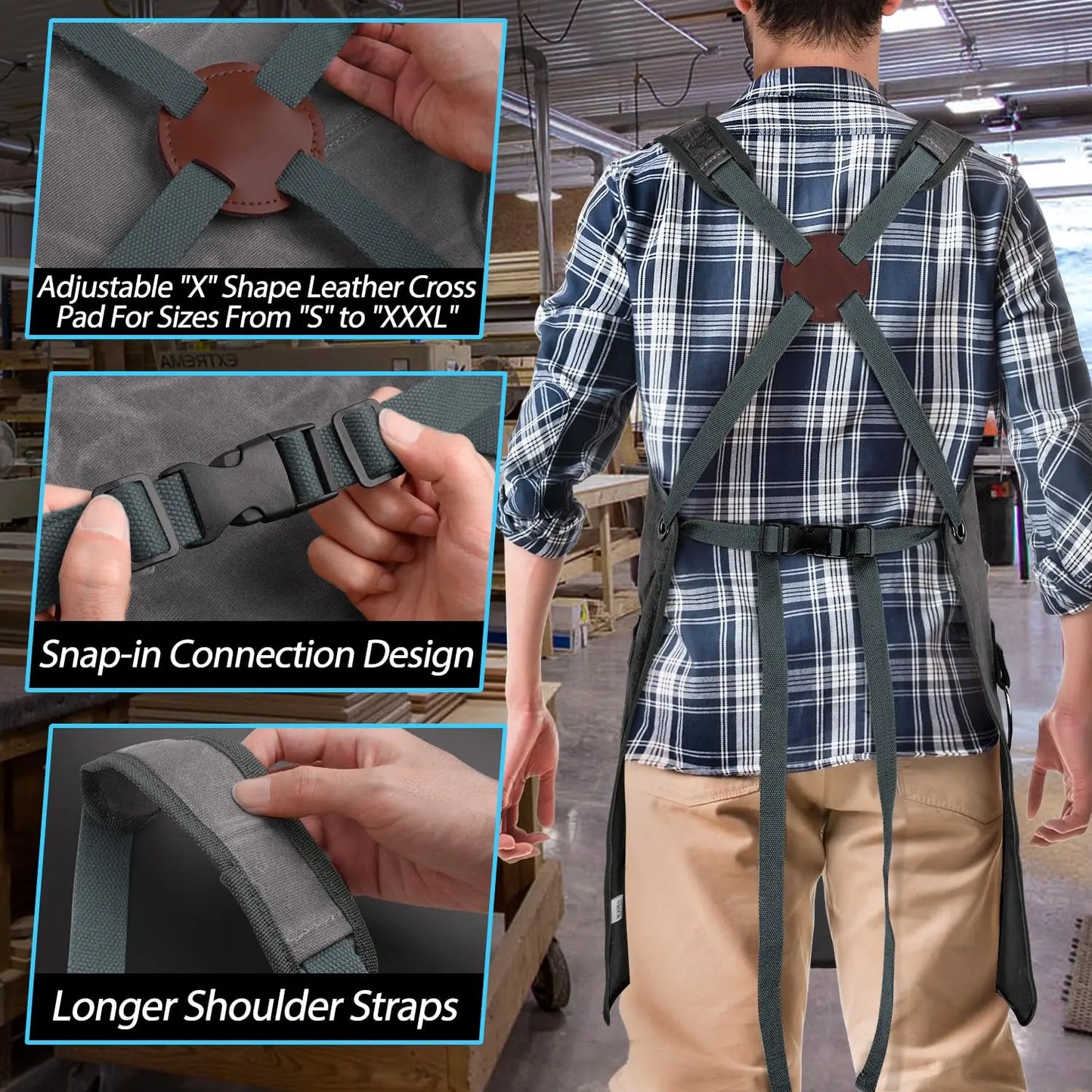 Yeewayveh Heavy Duty Work Apron for Men – 16Oz Canvas Woodworking Apron with 9 Tool Pockets, Adjustable Crossback Straps, Shop Apron for Carpenter Mechanic Foam Sprayer Sprayer Machine