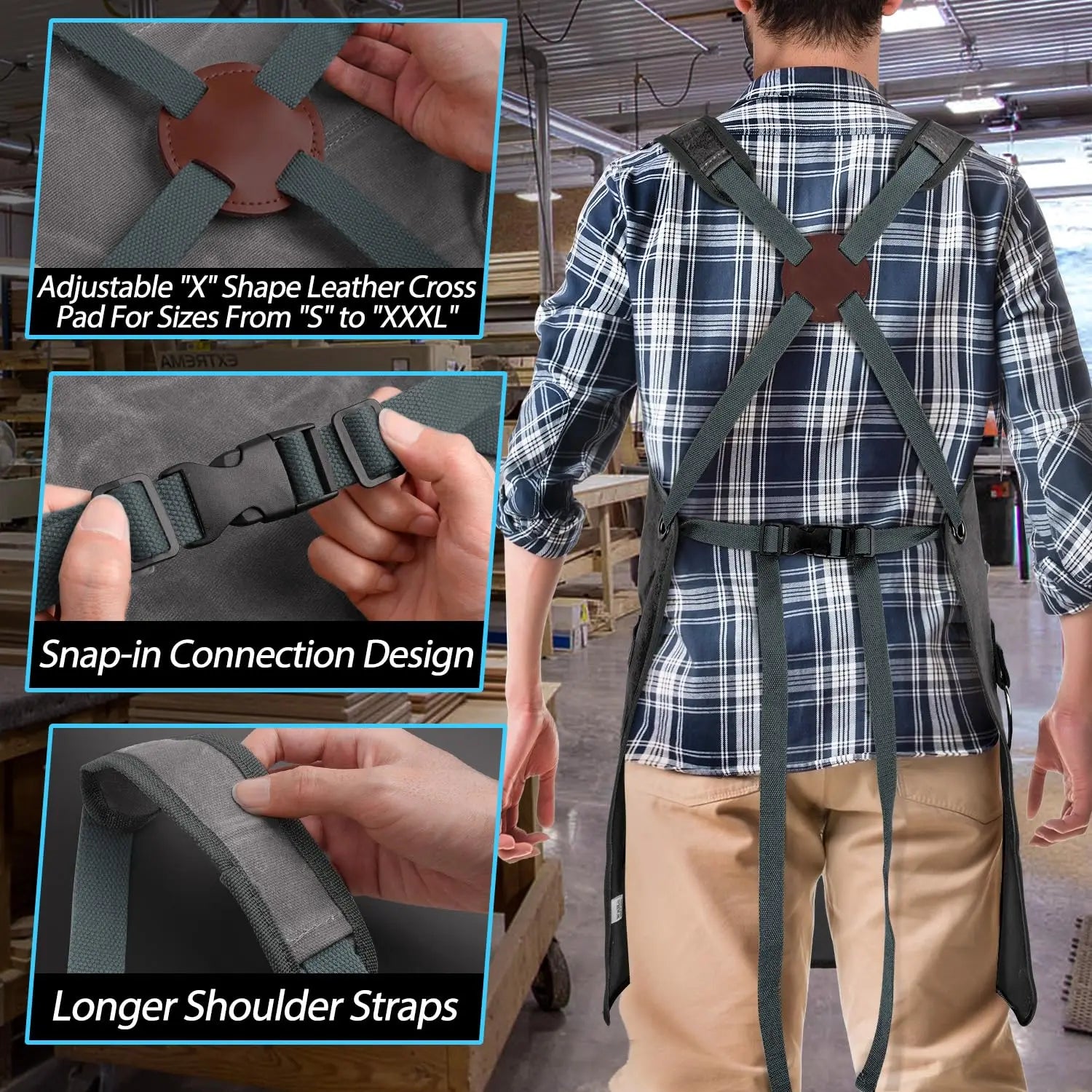 Yeewayveh Heavy Duty Work Apron for Men – 16Oz Canvas Woodworking Apron with 9 Tool Pockets, Adjustable Crossback Straps, Shop Apron for Carpenter Mechanic Foam Sprayer Sprayer Machine