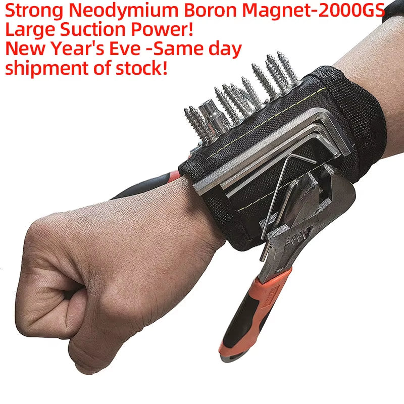 Magnetic Wristband for Holding Screws Nails Drilling Bits Wrist Tool Holder Belts with Strong Magnets Five Rows of Ten Magnets