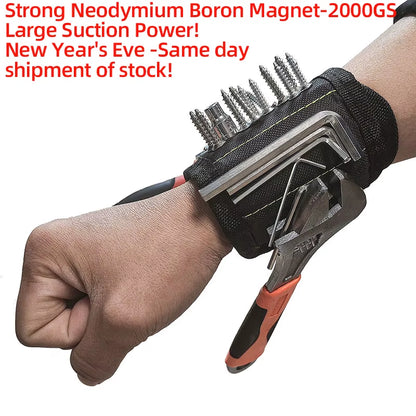 Magnetic Wristband for Holding Screws Nails Drilling Bits Wrist Tool Holder Belts with Strong Magnets Five Rows of Ten Magnets