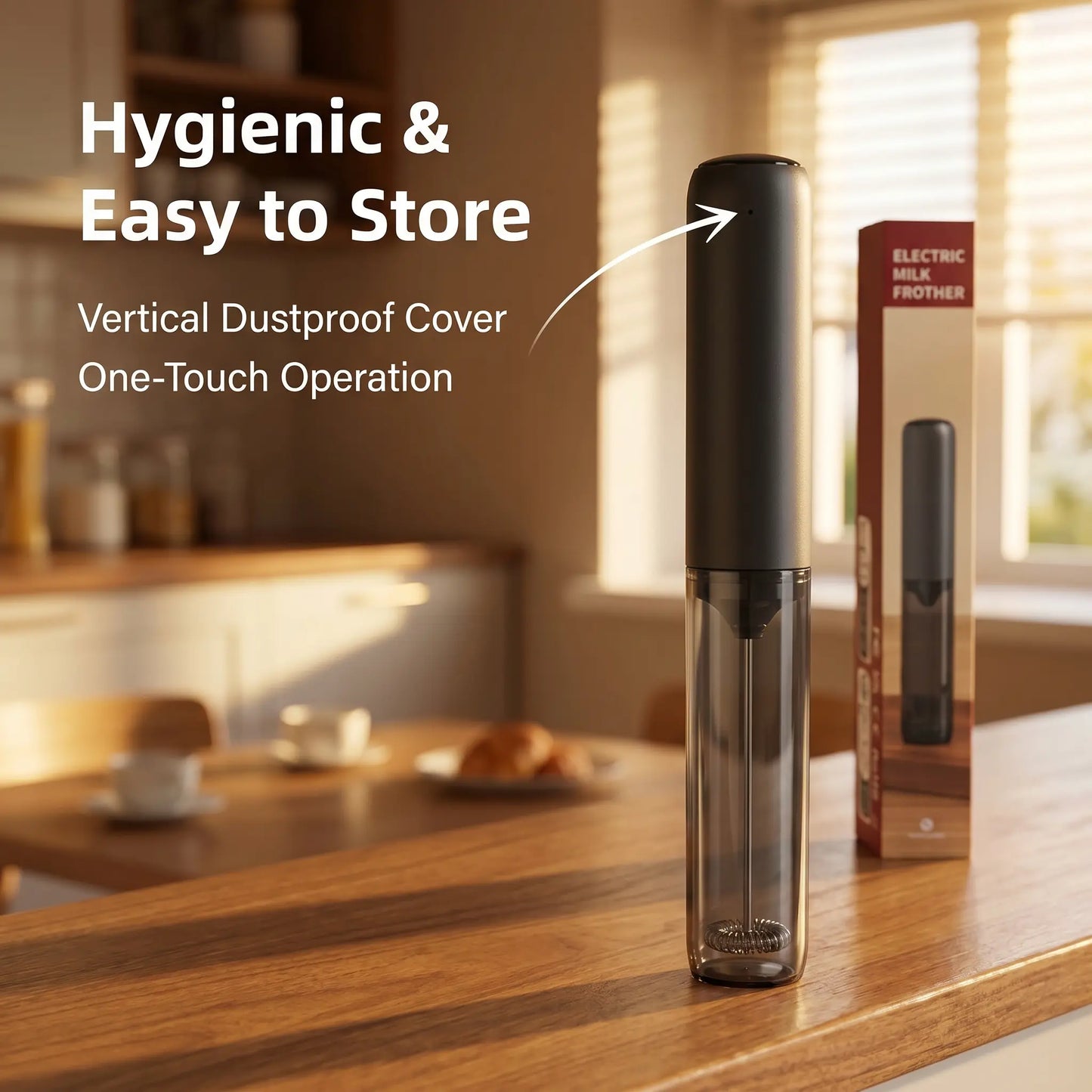 This Rechargeable USB Milk Frother Is a Handheld Electric Milk Frother with a Stirrer. It Can Stir and Froth Beverages Such as Coffee, Latte, Matcha, and Hot Chocolate.
