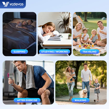 Yodevoethis Portable Handheld Turbine Fan Features 100 Speed Settings, a Built-In 4000Mah Battery, and a Runtime of up to 18 Hours. This 3-In-1 Rechargeable Handheld Fan Utilizes Turbine Cooling Technology and Is Suitable for Outdoor Activities.