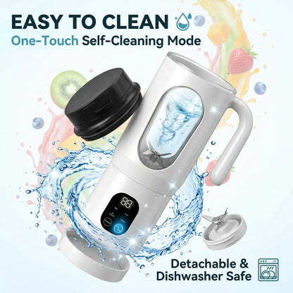 Portable Juicer with LED Display USB Rechargeable Handheld Juice Blender 22000 RPM Self-Cleaning Bpa-Free for Smoothies Juices with Ice Crush Function Multiple Gears Versatile Uses High Speed Safety Protection Healthy Materials