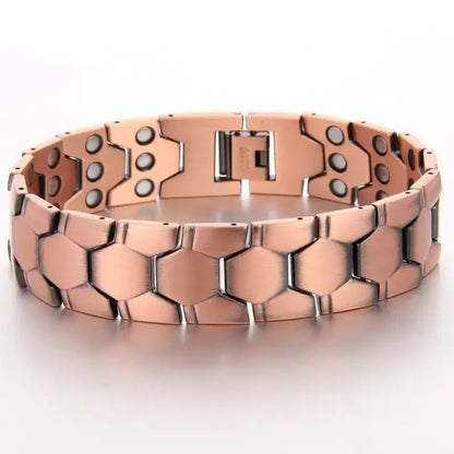 A Red Copper Magnetic Energy Bracelet with Magnets, Featuring Functions of Relieving Fatigue, Promoting Blood Circulation and Alleviating Joint Discomfort. It Is Suitable as a Gift for Father'S Day or for Giving as a Birthday Present to Elders.