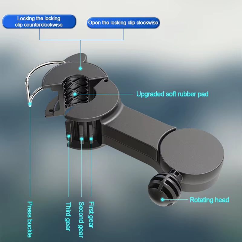 Cooling Car Fan Headrest Double Head Fans for Rear Seat 180Cm USB Cable Free-Adjustment 3-Speed Strong Wind Auto Fan