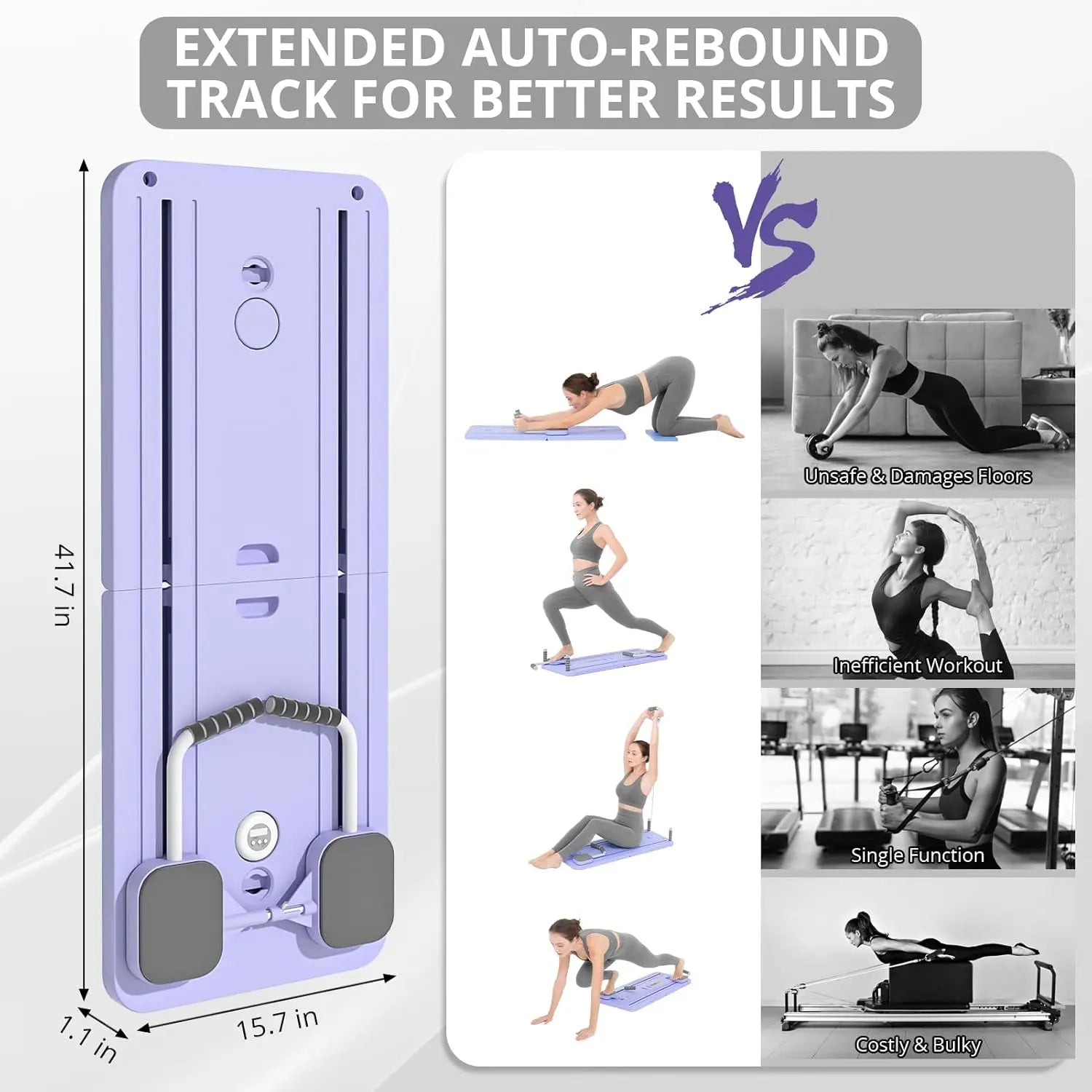 A1 Pilates Board with Yoga Socks - Pilates Equipment Set, Multifunctional Foldable Home Pilates Board, 5-In-1 Pilates Skateboard，Summer Wins Summerwins