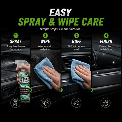 Multi-Purpose Car Interior Cleaner Spray Kit with Sponge & Towel– Removes Dirt, Grime & Odor Instantly | Restores Dashboard & Seats | Safe for Leather, Plastic & Fabric | Fresh Clean Finish