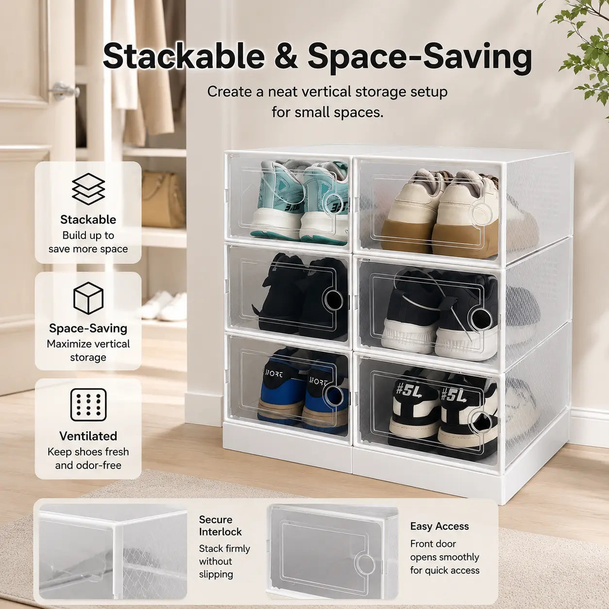 Premium Shoe Organizer with Magnetic Door - Perfect Display & Protection for Your Footwear