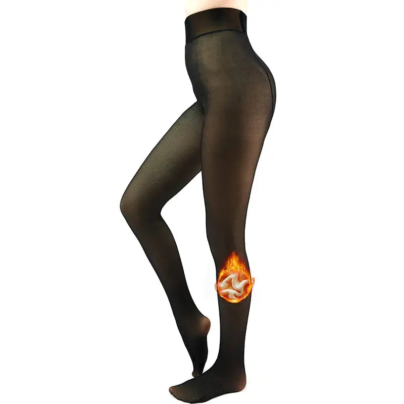 Fleece Lined Tights,Women Fake Translucent Warm High Waisted Pantyhose Sheer Thick Winter Tights, Fleece Lined Tights