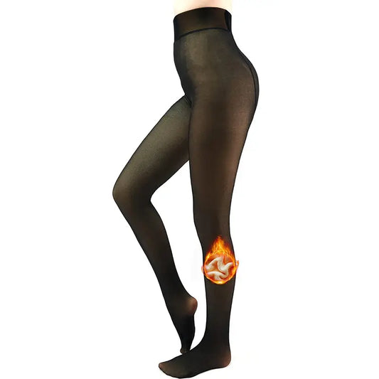 Fleece Lined Tights,Women Fake Translucent Warm High Waisted Pantyhose Sheer Thick Winter Tights, Fleece Lined Tights