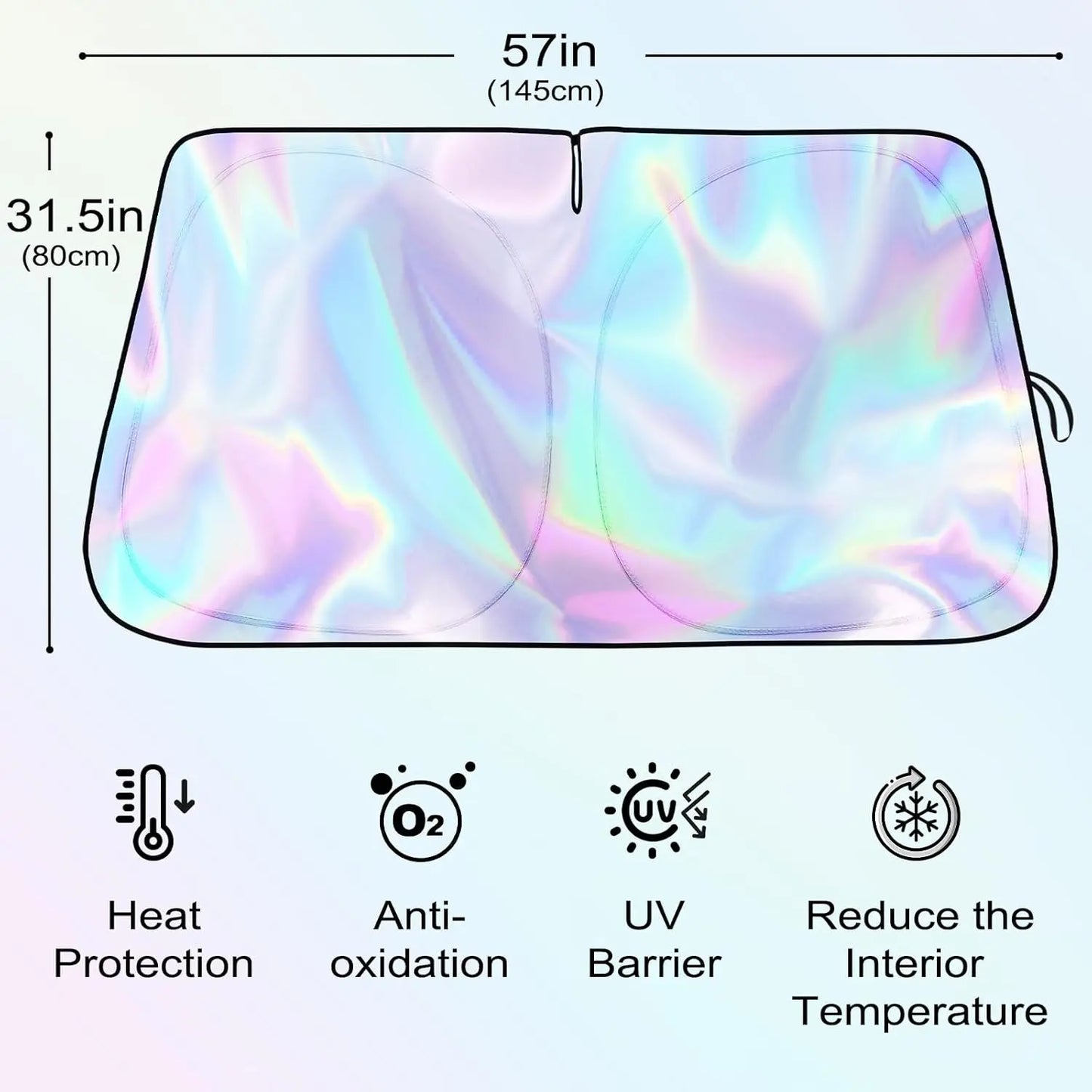 #Summervibes Laser Car Windshield Sunshade Iridescent Sun Shade, Foldable Universal Upgrade Enhanced UV Rays Reflective Sun Visor Shade Keeps Vehicle Cool #Summervibes